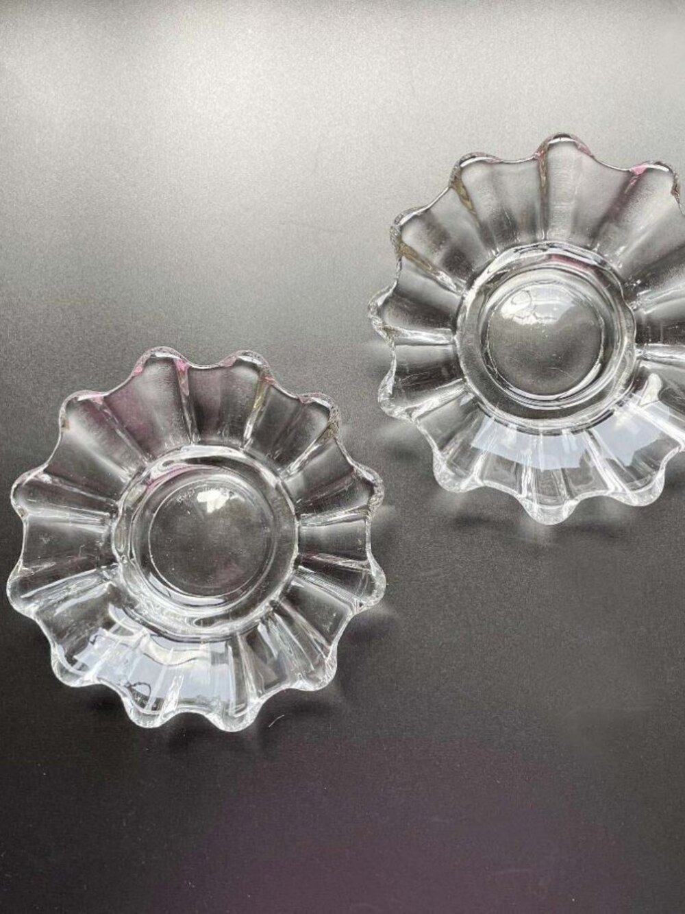 Pair of 2 Vintage Glass Candle Holders Made in U.S.A.